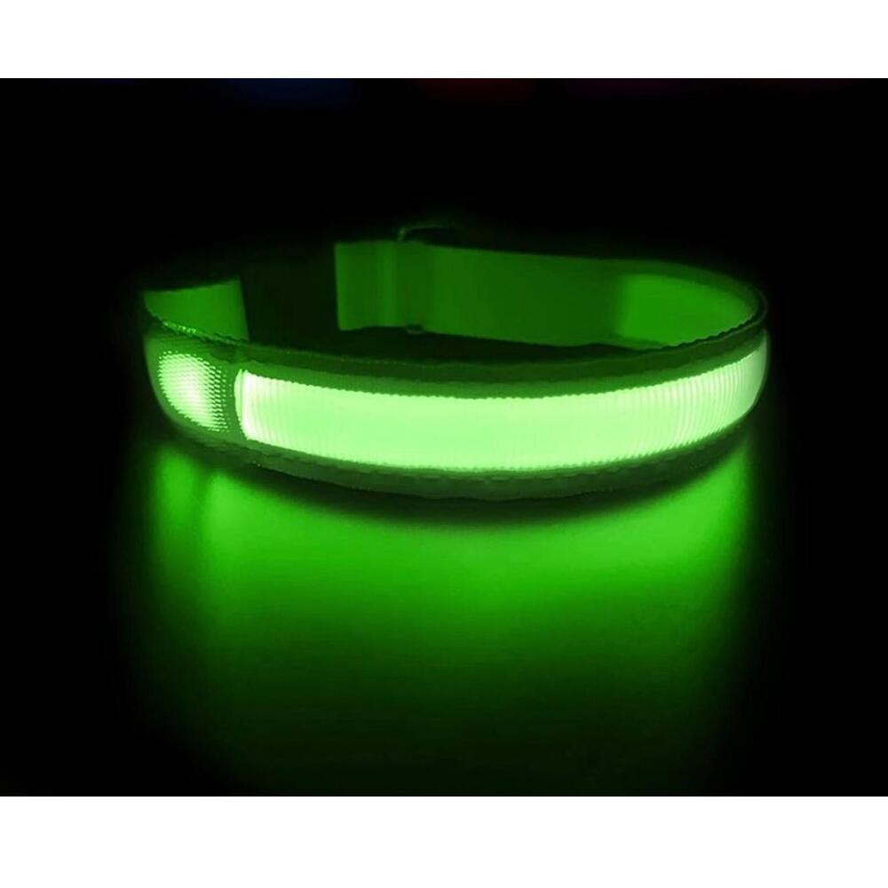 LED Dog Collar by Masbrill, Size Med, Lime Green, Rechargeable